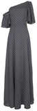 Polka Dot Printed Asymmetrical-Sleeve Maxi Dress