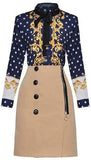Printed Blouse and Button with Zip Embellished Mini Skirt