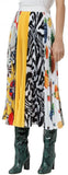 Patchwork Pleated Midi Skirt