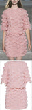 Appliques Embellished Top and Skirt Set, Pink