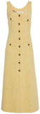 Button-Embellished Tweed Midi Dress