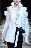 Ruffled Open-Shoulder Shirt
