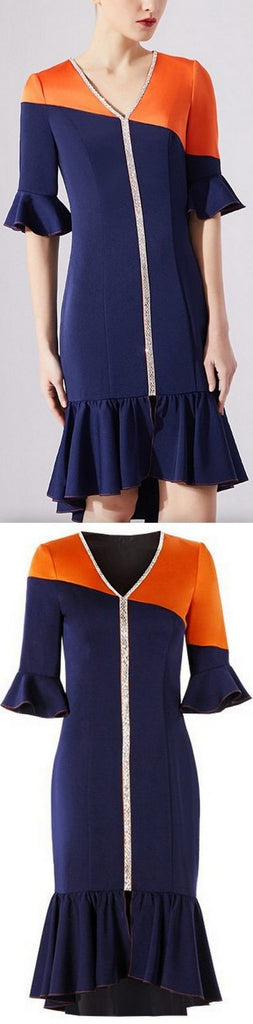 Color-Block Crystal-Embellished Dress