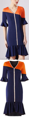 Color-Block Crystal-Embellished Dress