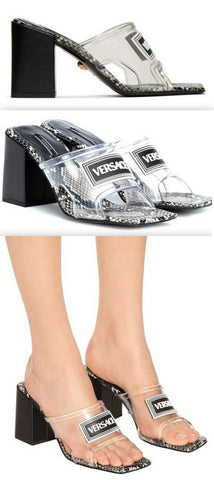 Black & White Leather and PVC Sandals | DESIGNER INSPIRED FASHIONS