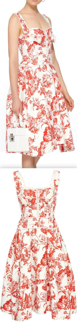 Floral-Print Cotton Midi Dress | DESIGNER INSPIRED FASHIONS