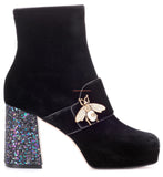 Velvet Plateau Ankle Boots