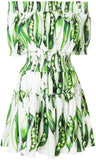 Snap Pea Print Off-the-Shoulder Dress