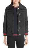 Ruffle Trim Quilted Caban Jacket