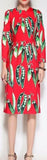 Long Sleeve Snap Pea Midi Dress