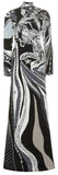 'Sagittarius' Print High-Neck Long Silk Gown - DESIGNER INSPIRED FASHIONS