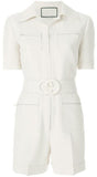 Belted Short Jumpsuit, White