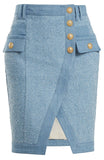 Textured-Denim Mini Skirt