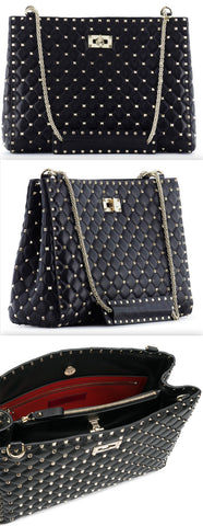 Rockstud Spike Shopping Bag, Black