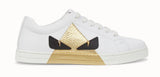 White Leather Monster Eye Sneakers - Silver or Gold