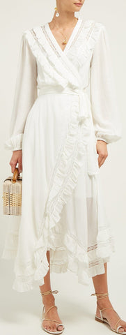 Moncur Ruffled Silk-Chiffon Midi Dress | DESIGNER INSPIRED FASHIONS