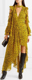 Ruffled Leopard-Print Silk-Georgette Wrap Maxi Dress