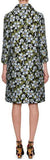 Single-Breasted Floral-Jacquard A-Line Coat