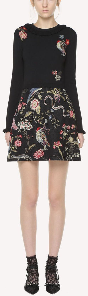 Flora and Fauna Intarsia Knit Dress