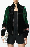Lace Paneled Velvet Bomber Jacket