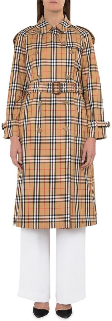 Vintage Check Cotton Trench Coat