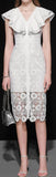 Ruffled Lace Midi Dress in White