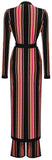 Long Striped Stretch Robe Coat and Pant Set
