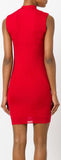 Knit Ribbed Sleeveless Dress, Red