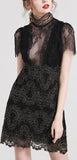 Black Lace Mesh Mini Dress