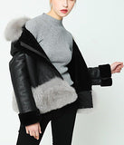 Fox-Fur-Trim Wool Lined Leather Jacket