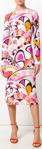 Printed Long-Sleeve Dress