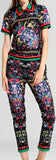Floral Print Web Top and Capri Pant Set - Black or White