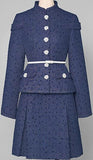 Belted Button-Embellished Jacket and Skirt Set