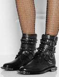 Signature Rangers Studded Punk Sole Boots in Black Leather - DESIGNER INSPIRED FASHIONS