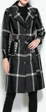 Pearl Beaded Plaid Coat