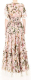 Lilly Printed Lace Trim Gown