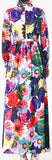 Long Multi Colored Floral-Print Shirt Dress
