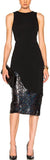 Black Sequin-Paneled Stretch Dress