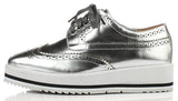 Leather Wedge Platform Oxford Shoes in Black or Silver - DESIGNER INSPIRED FASHIONS