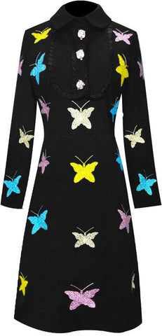 Butterfly-Embroidered Mini Dress