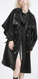 Shimmering-Effect Trench Coat - Blue or Black