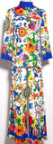Majolica Print Top and Wide-Leg Cropped Pant Set