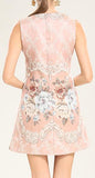 Embroidered Floral Jacquard Shift Dress