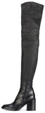 Thigh-High Mid-Heel Leather Boots