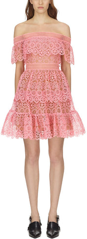 Off Shoulder Circle Floral Lace Dress
