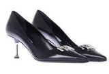 Black with Metal Logo Pumps | DESIGNER INSPIRED FASHIONS
