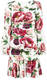 Peony Printed Ruched Waist Dress