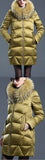 Puffer Down Coat with Removable Fur, Gold