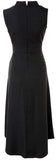 Button-Embellished High-Neck Midi Dress - Black or White
