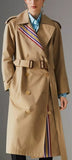 Striped Ribbon Cotton Gabardine Trench Coat